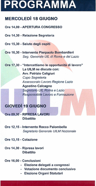 Congresso UILM Roma. Ecco il programma!