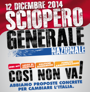 12 dicembre sciopero generale nazionale: così non va!