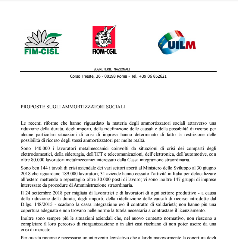 Manifestazione Fim Fiom e Uilm davanti al Mise. Ecco le nostre rivendicazioni.