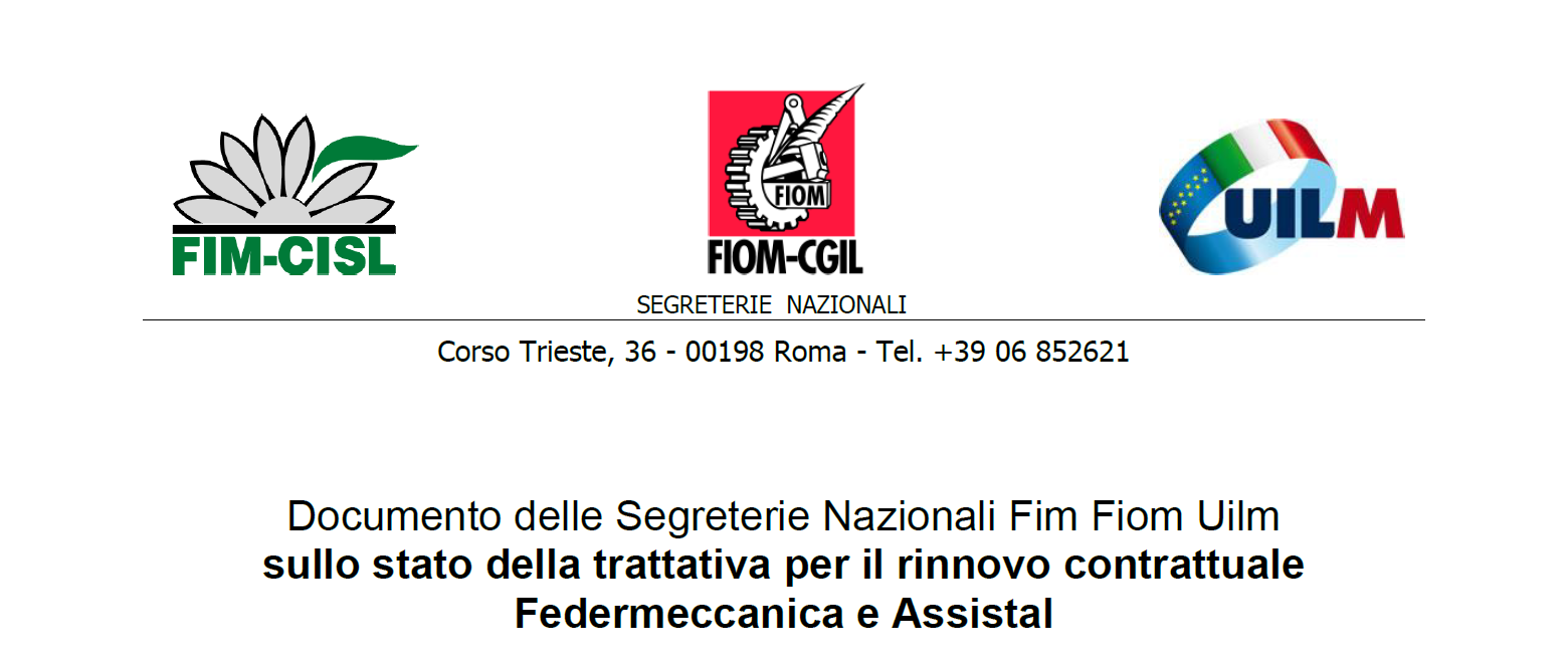 Documento delle Segreterie Nazionali FIM FIOM e UILM