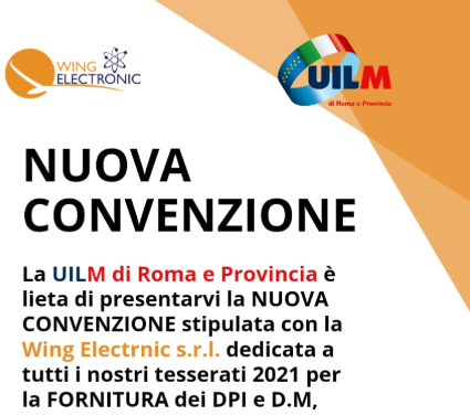 Convenzione tra UILM di Roma e Wing Electronic per la fornitura di DPI