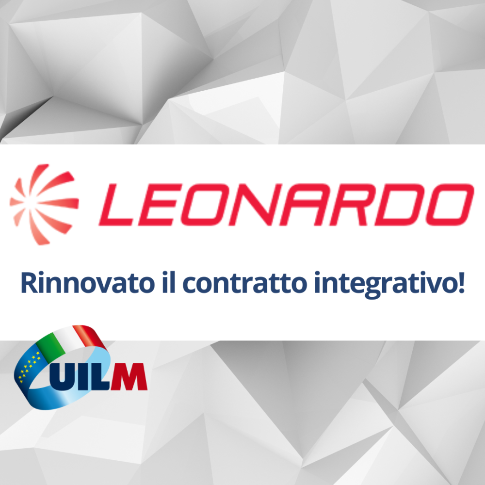 RINNOVATO IL CONTRATTO INTEGRATIVO LEONARDO 2023