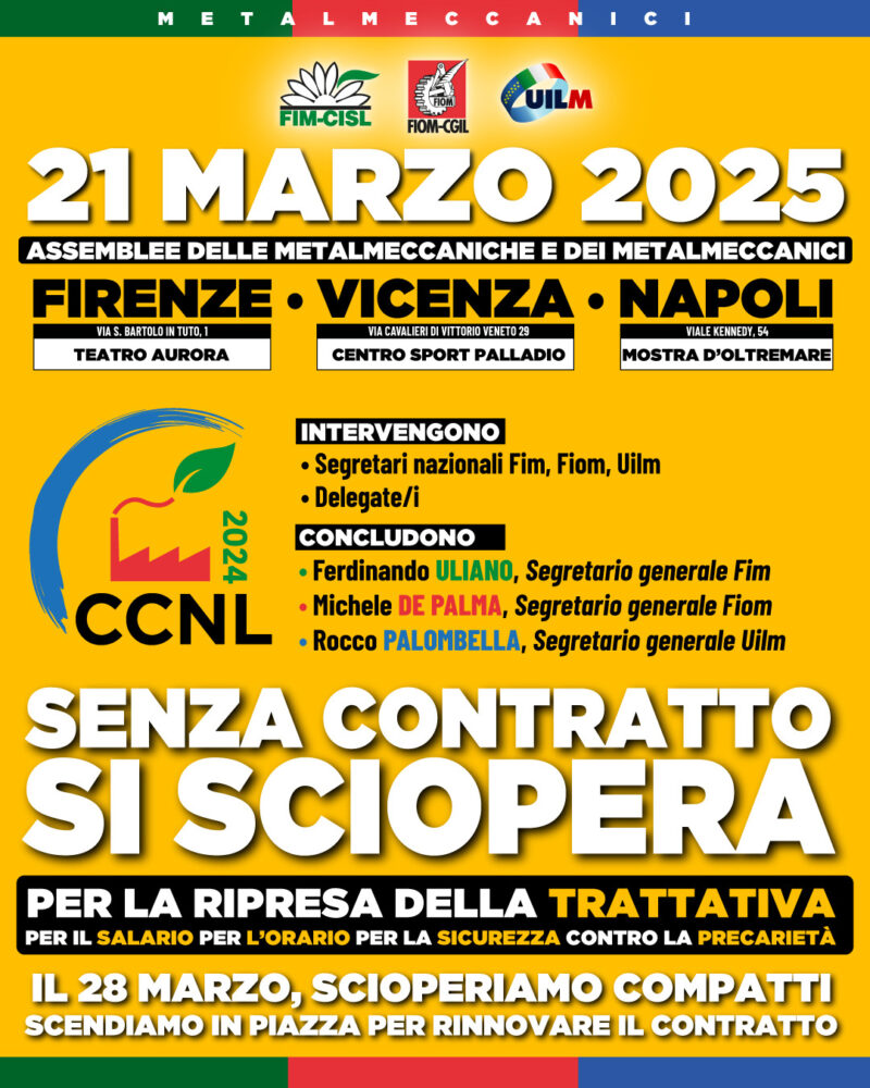 21 MARZO: ASSEMBLEE UNITARIE VERSO LO SCIOPERO DEL 28 MARZO PER RINNOVARE IL CONTRATTO