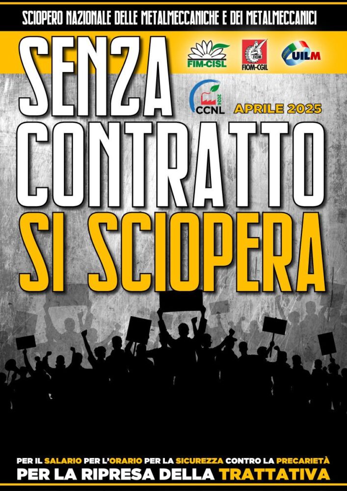 CCNL METALMECCANICI: ALTRE 8 ORE DI SCIOPERO NAZIONALE PER RIAPRIRE LA TRATTATIVA