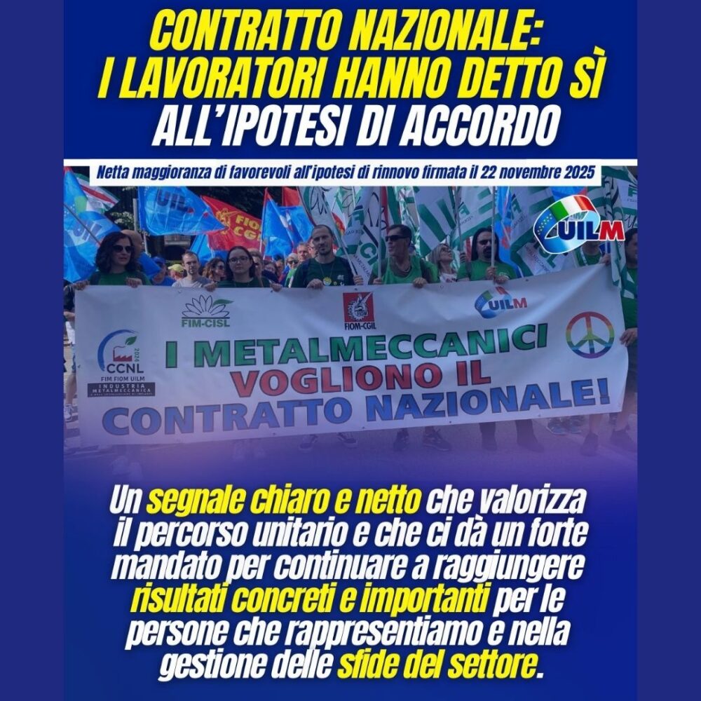 CCNL FEDERMECCANICA-ASSISTAL. FIM-FIOM-UILM: VINCE IL SI