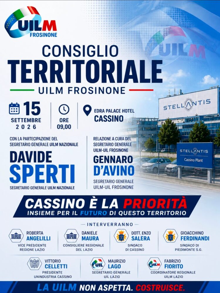 CONSIGLIO TERRITORIALE UILM FROSINONE: AL CENTRO IL FUTURO DEL LAVORO E LO SVILUPPO DEL TERRITORIO